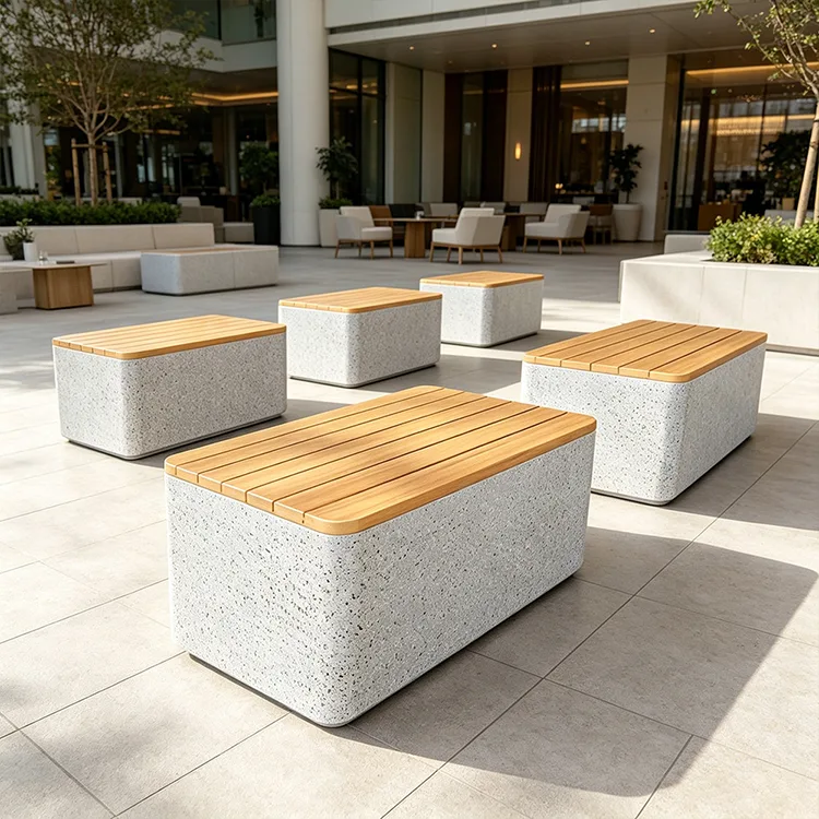 Kommersiell FRP Terrazzo Cube Benk