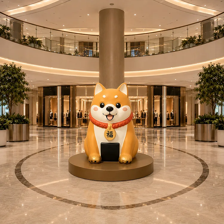 Fortune Dog Skulptur i glassfiber