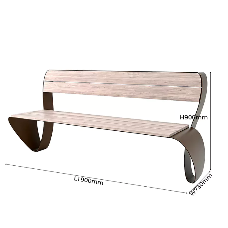 Commercial Metal Frame Bench with Wooden Seat