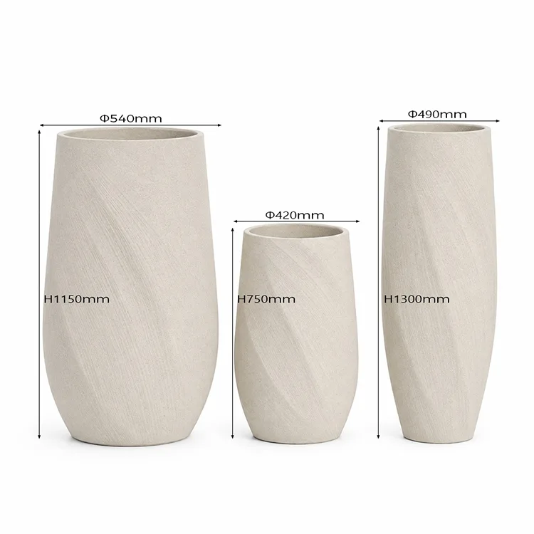 Fiberglass Textured Planter Set