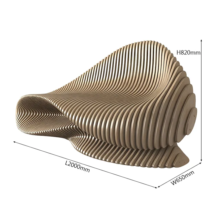 Parametric Wave Wood Bench